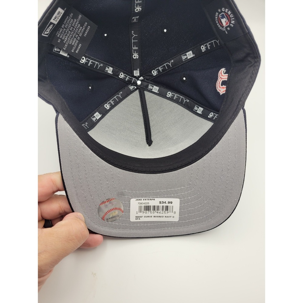 Boston Red Sox Hat Cap Mens Navy Snapback Upside Down Logo MLB Baseball New Era - Picture 10 of 10